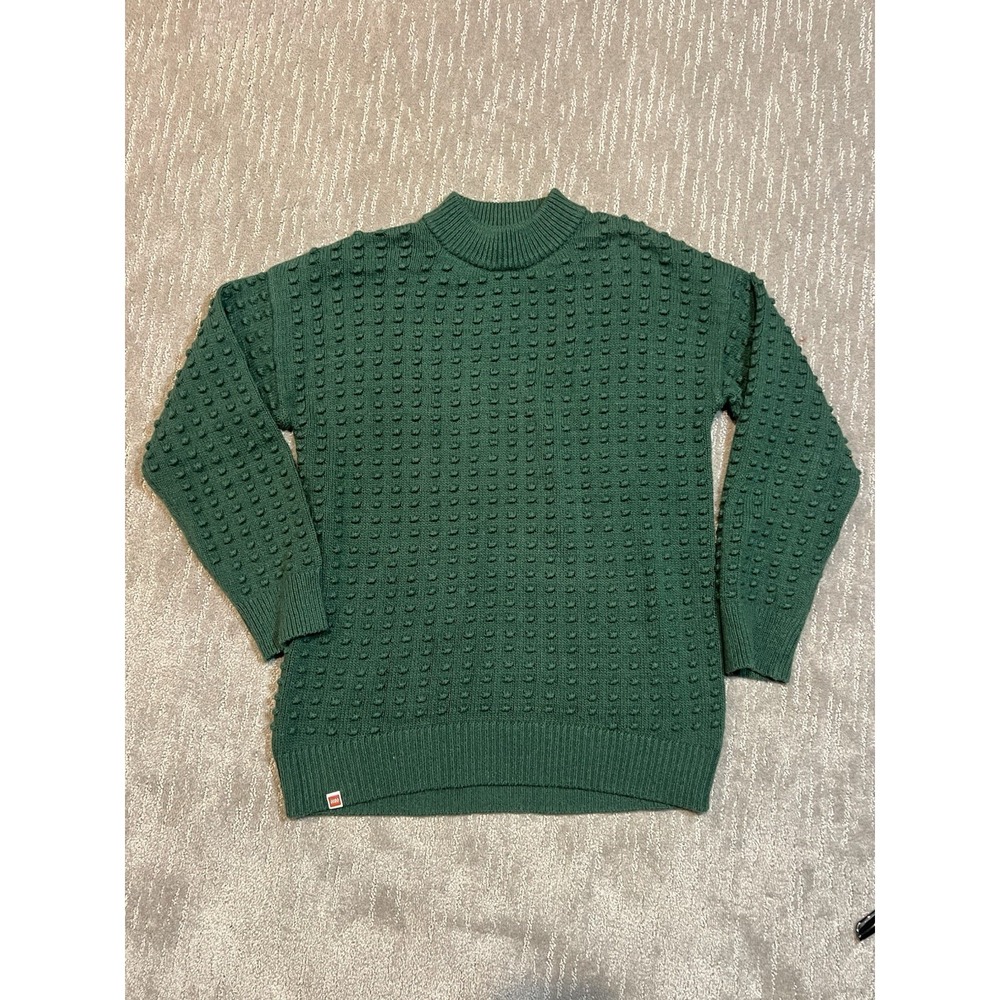Lego x Target Green Popcorn Knit Mock Neck Sweater Mens Small Brick Stud Texture